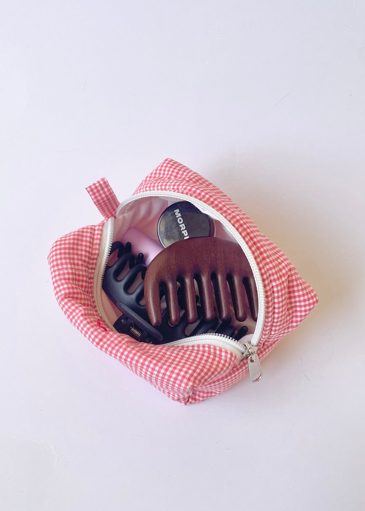 Red Gingham Mini Makeup Bag