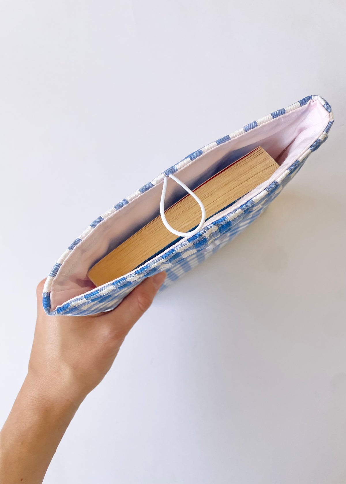 Blue Gingham Book Sleeve 2
