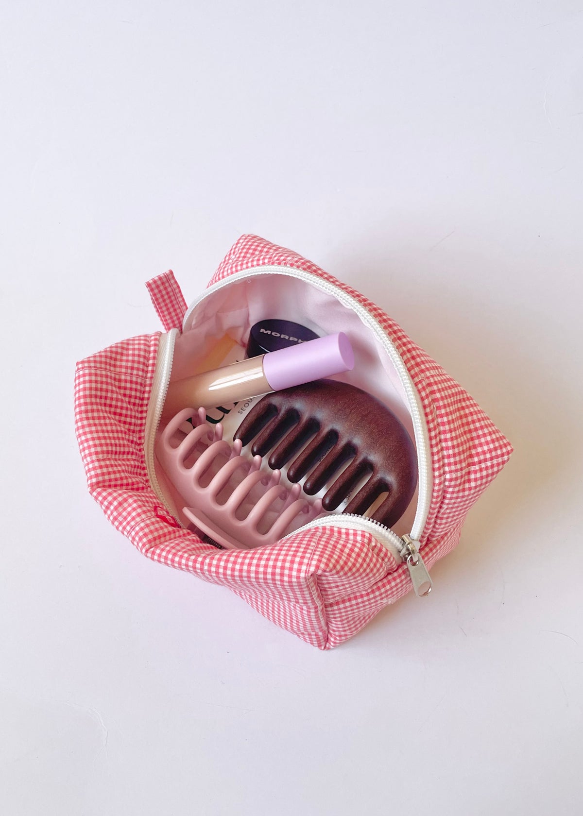 Red Gingham Makeup Bag