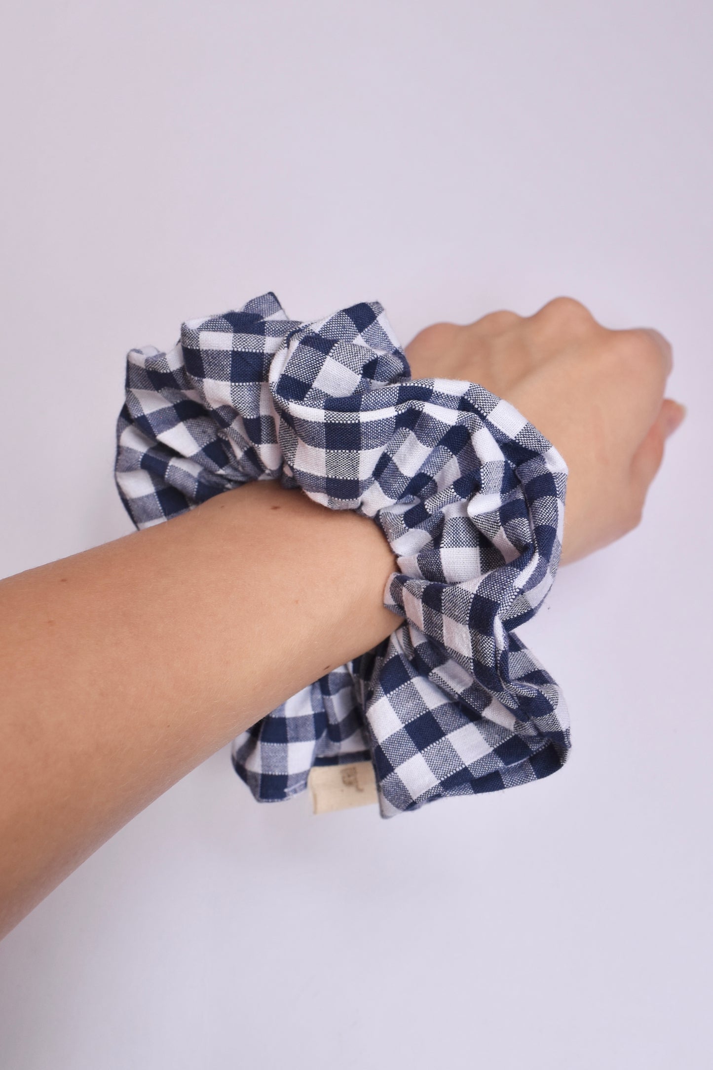 Navy Gingham Scrunchie