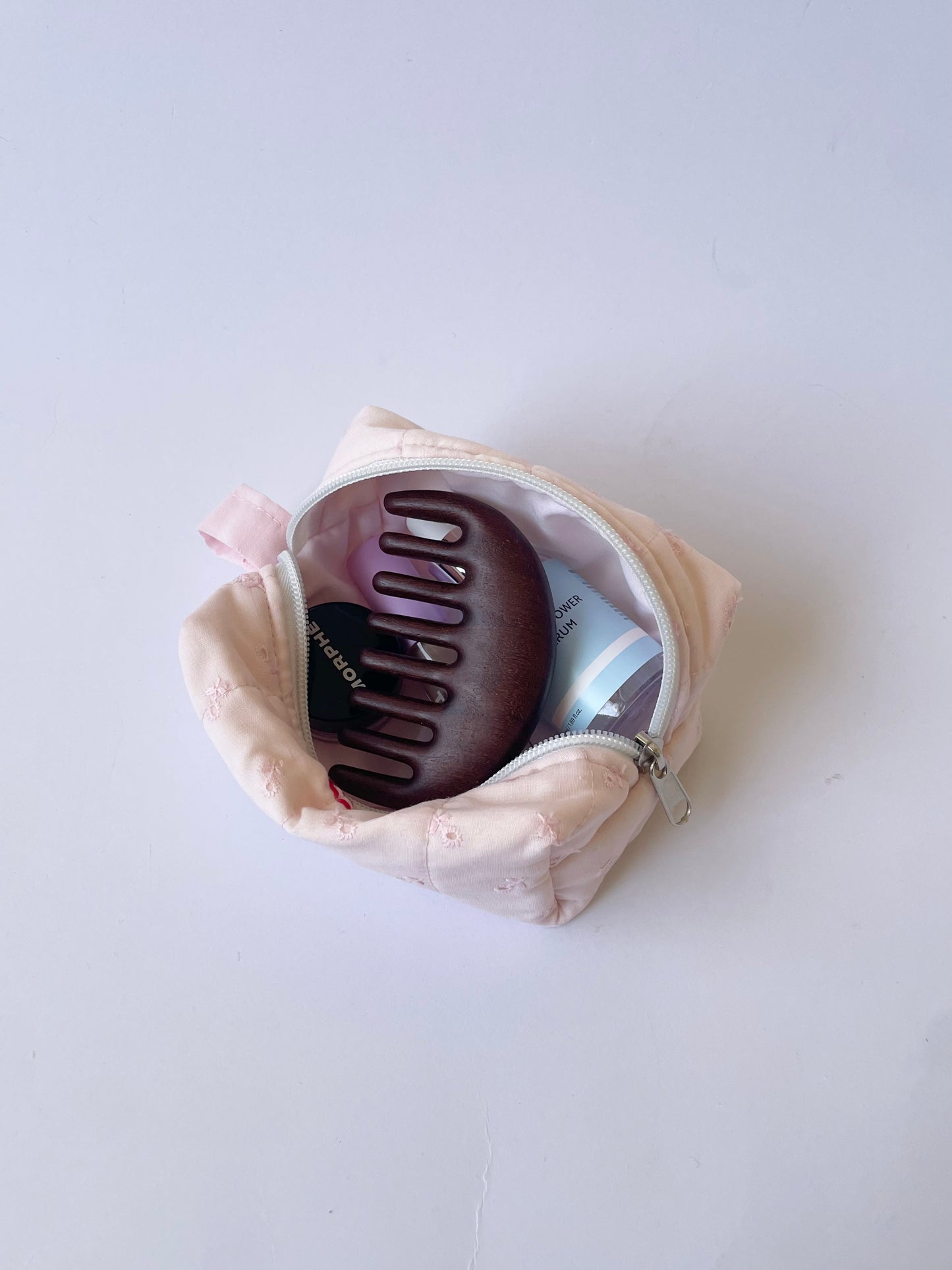 Pink Broderie Mini Makeup Bag