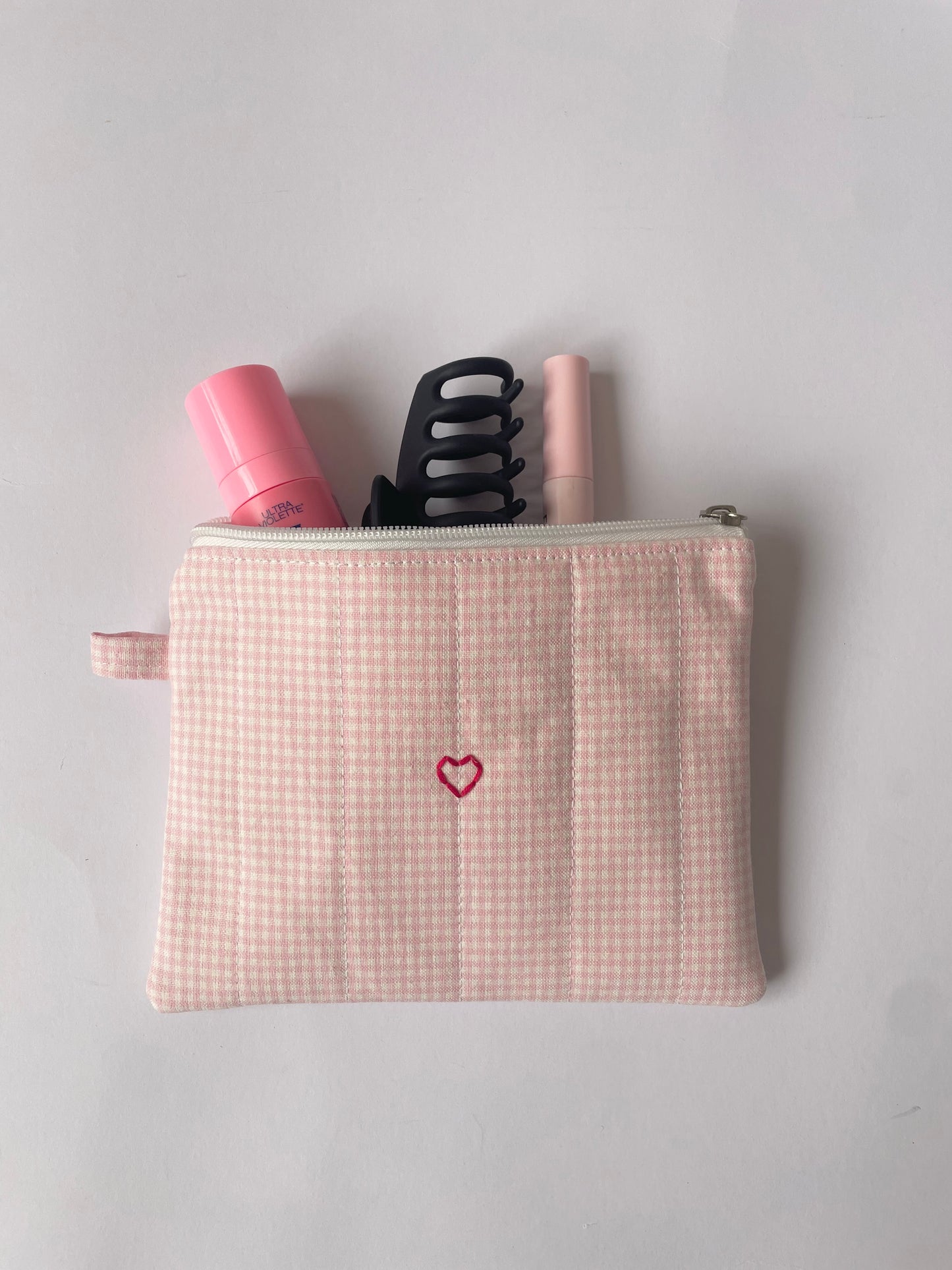 Pink Gingham Carry Pouch