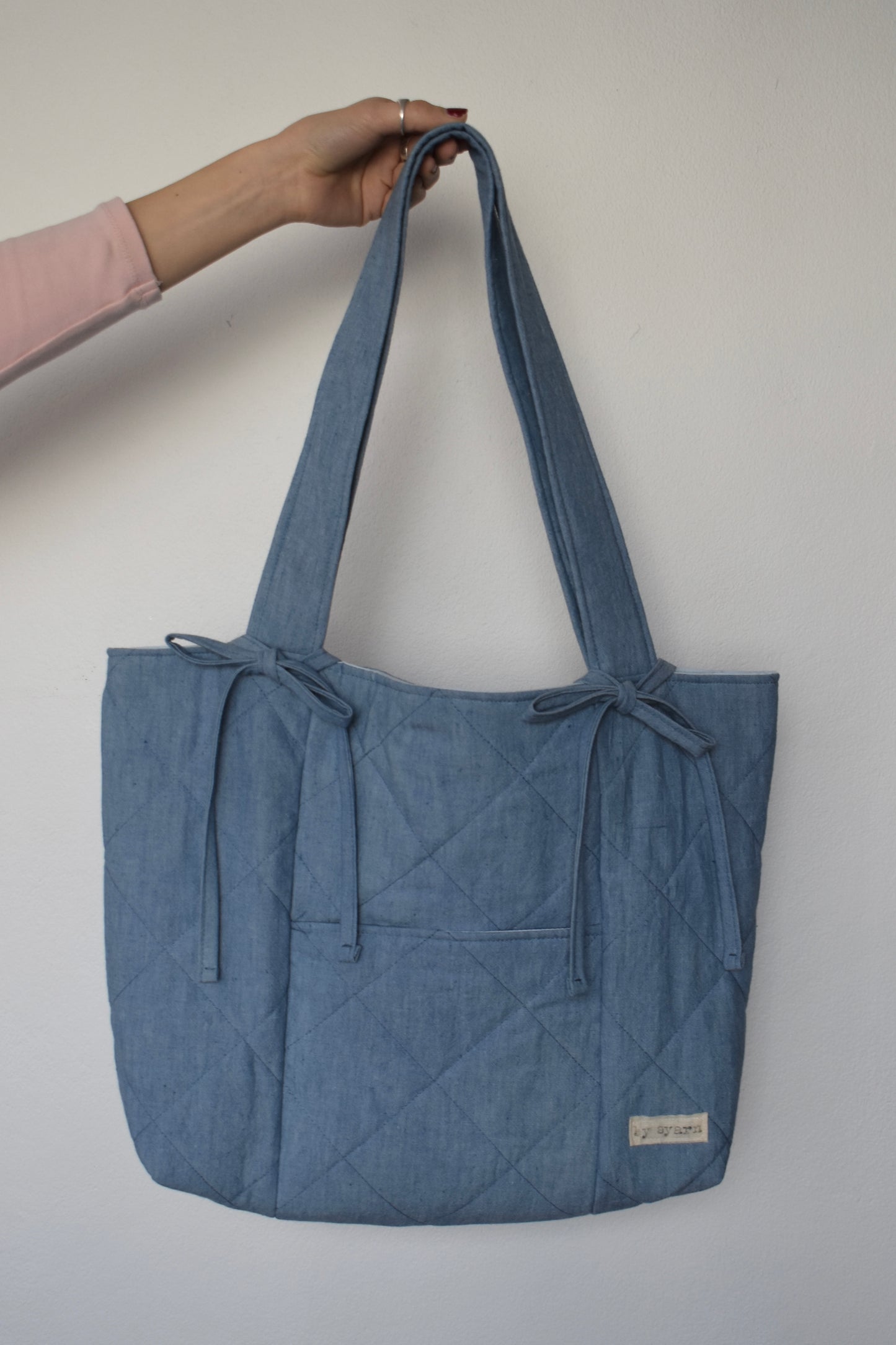 Denim Quilted Tote Bag
