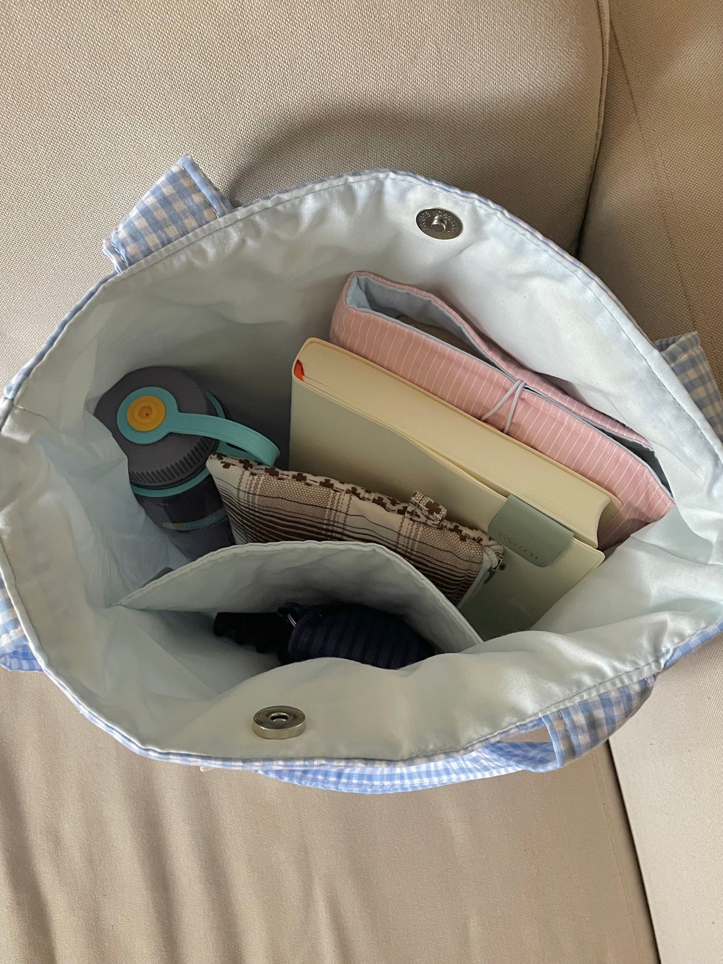 Blue Gingham Everyday Tote Bag