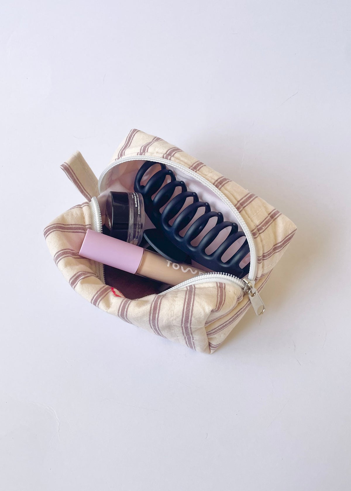 Mulberry Stripe Mini Makeup Bag