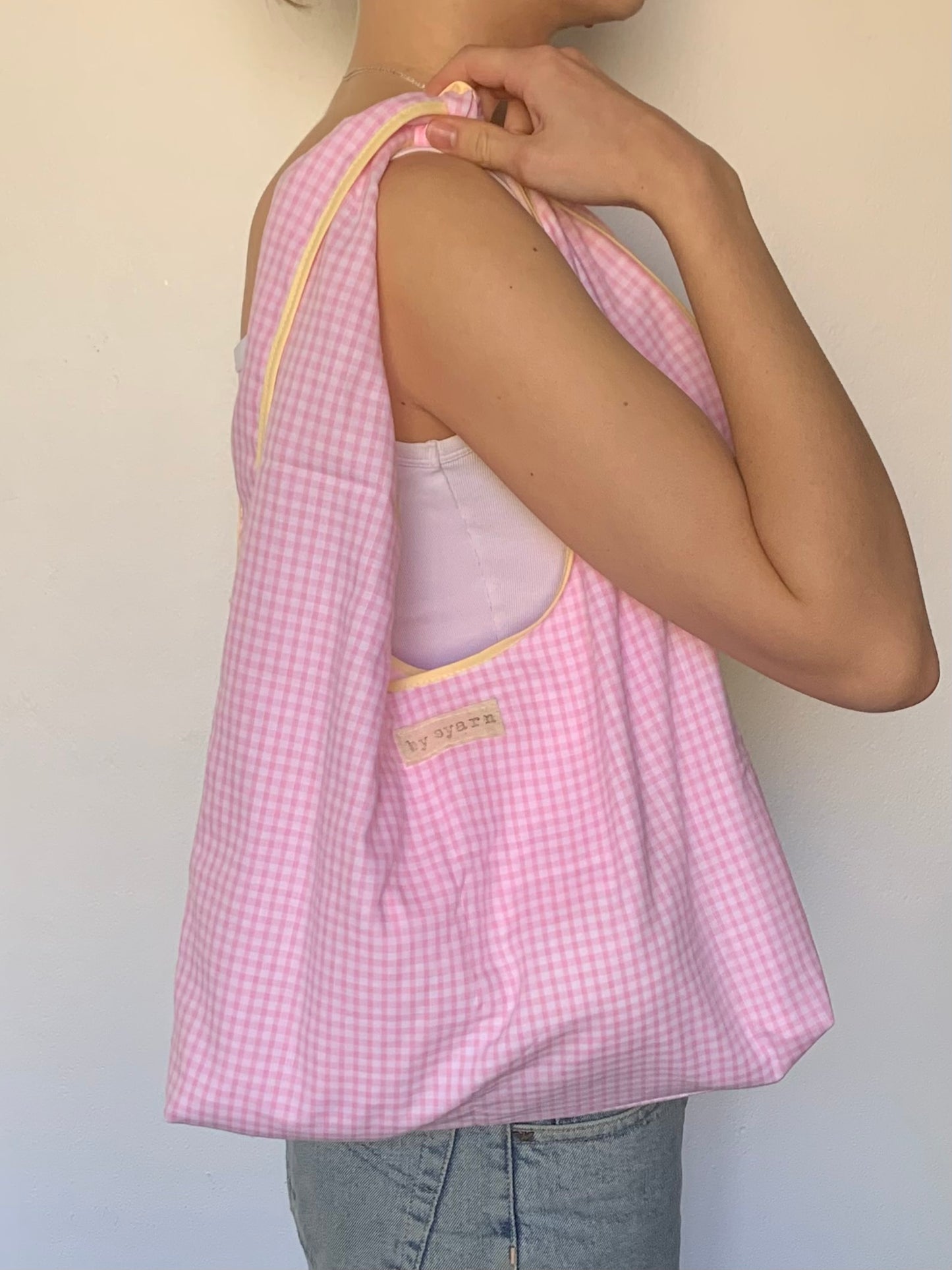 Pink Gingham Slouchy Bag