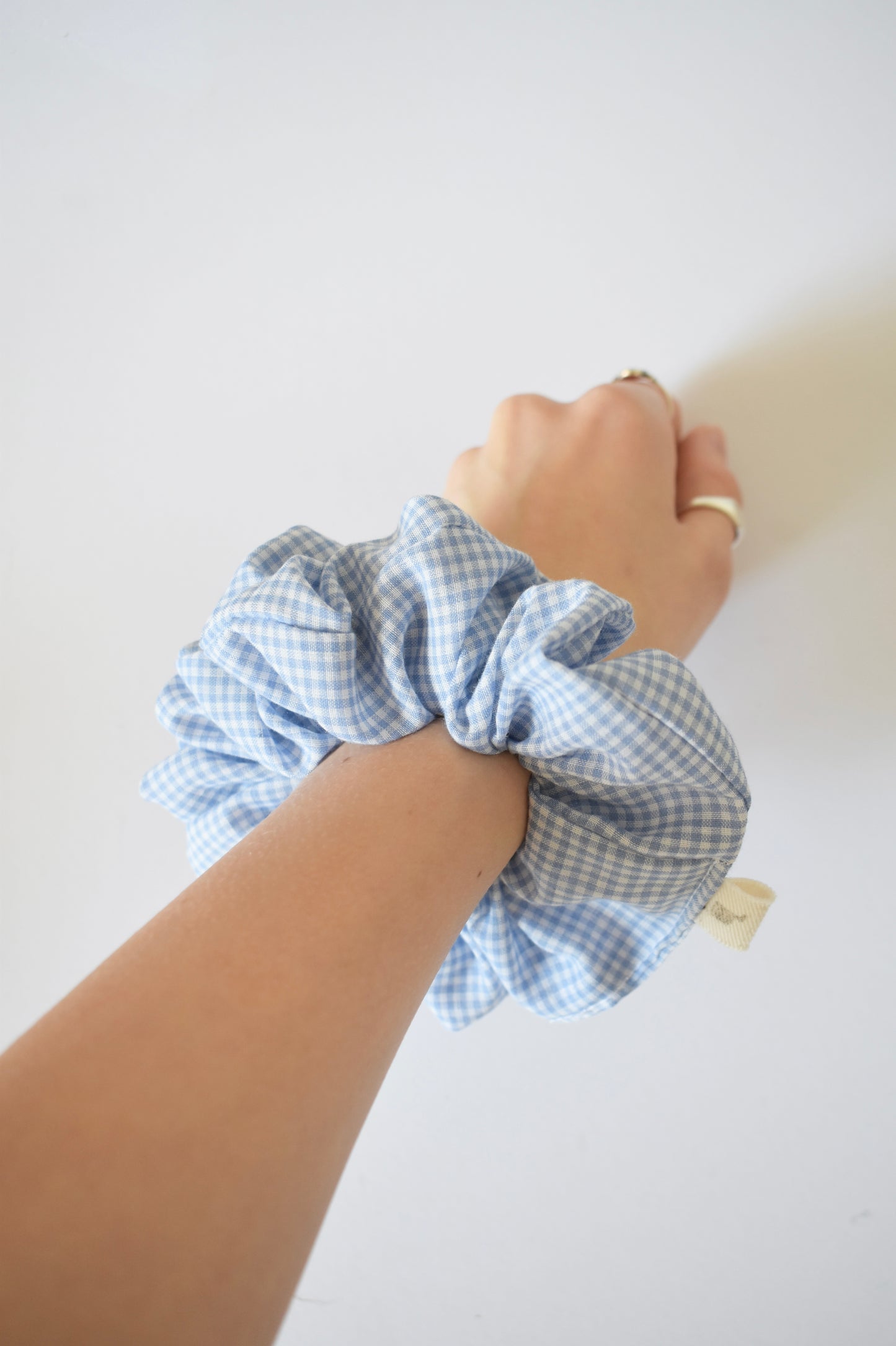 Blue Gingham Scrunchie