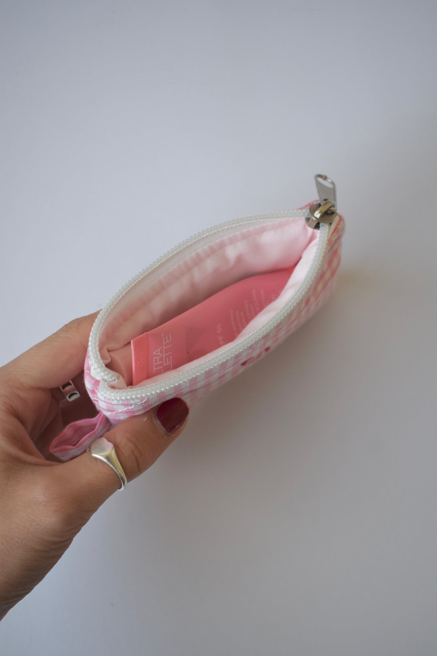 Pink Gingham Mini Pouch