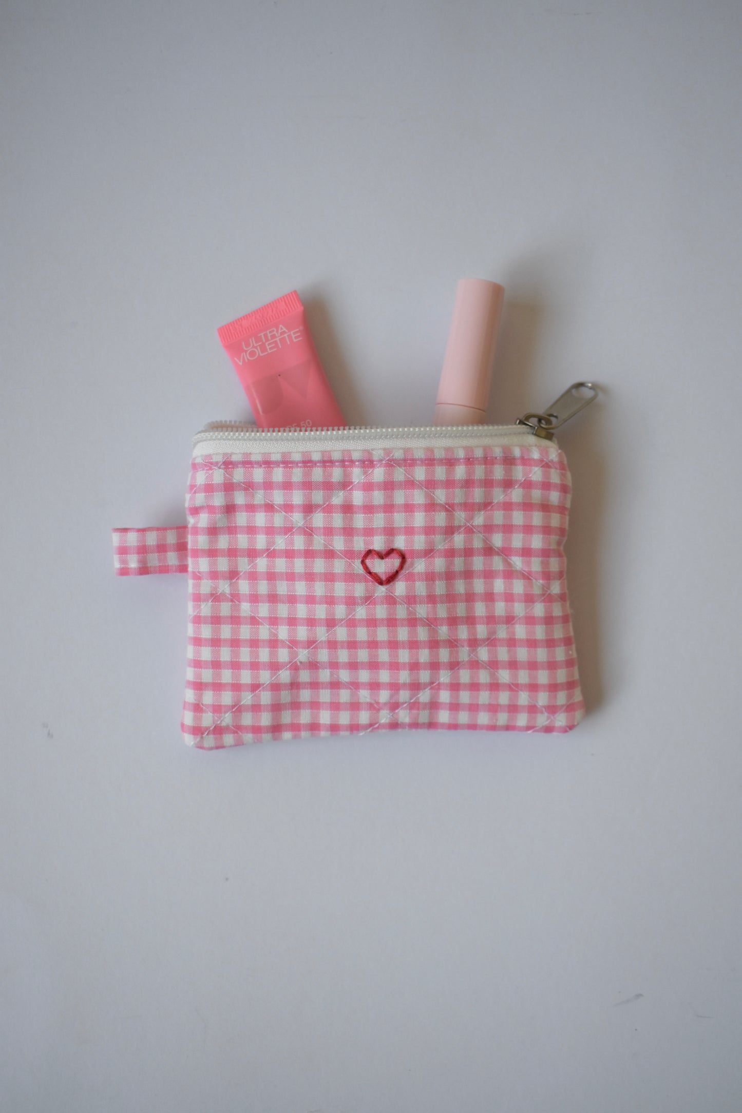 Pink Gingham Mini Pouch