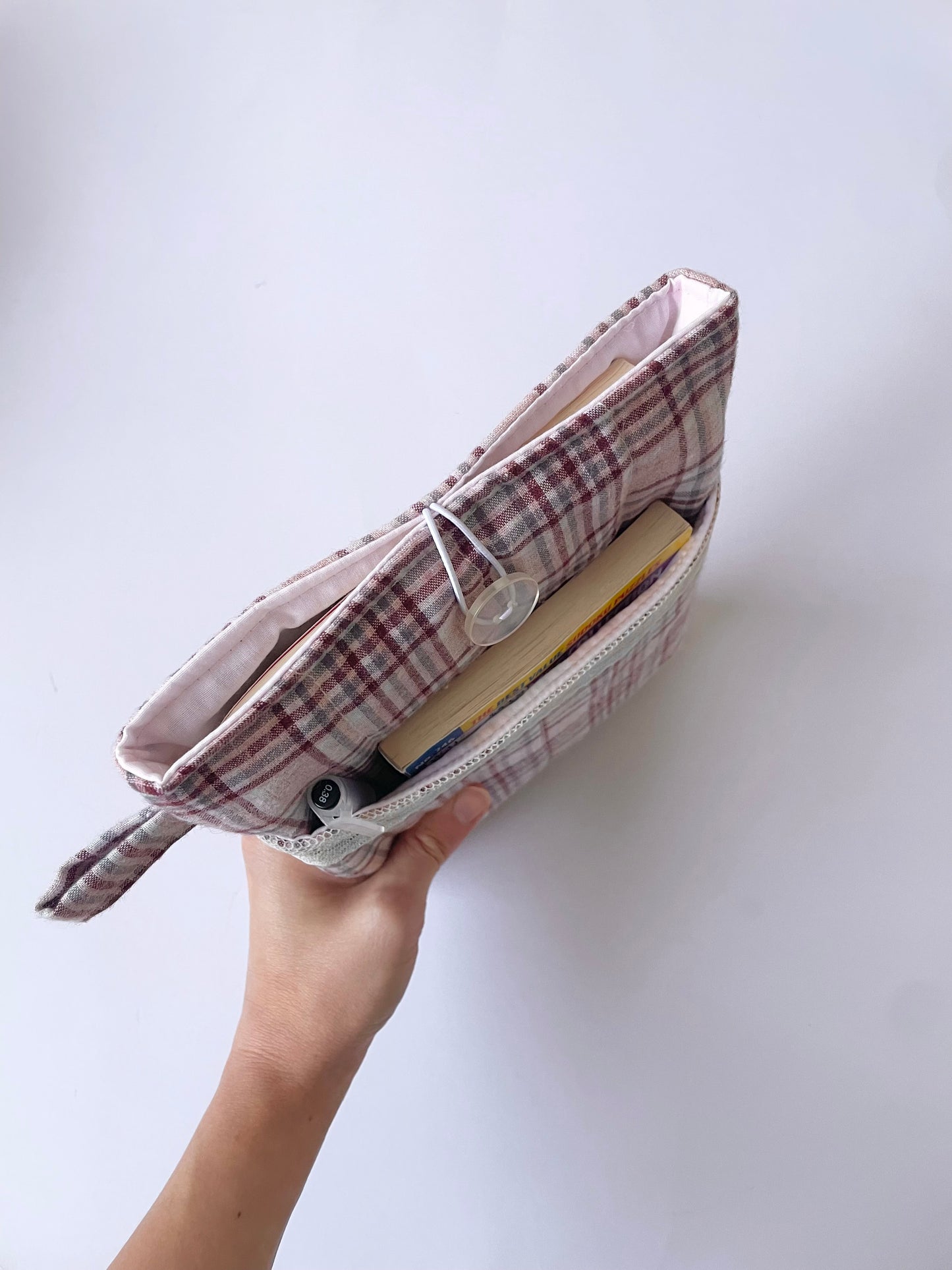 Mulberry Check Book Sleeve with Pocket