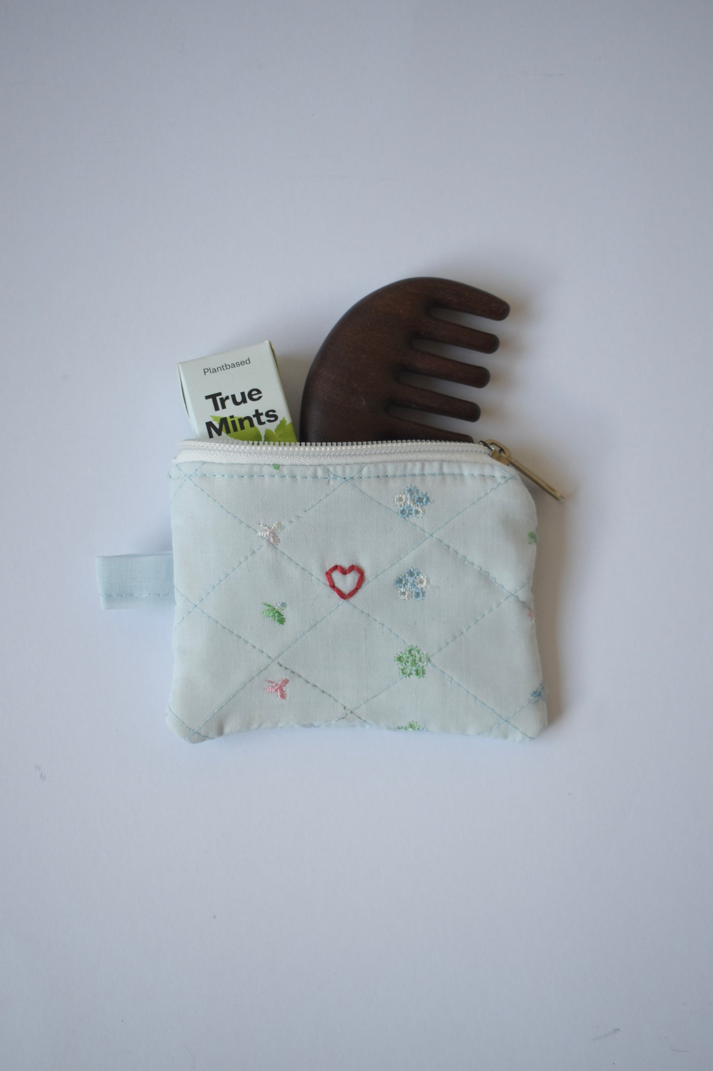 Blue Broderie Mini Pouch