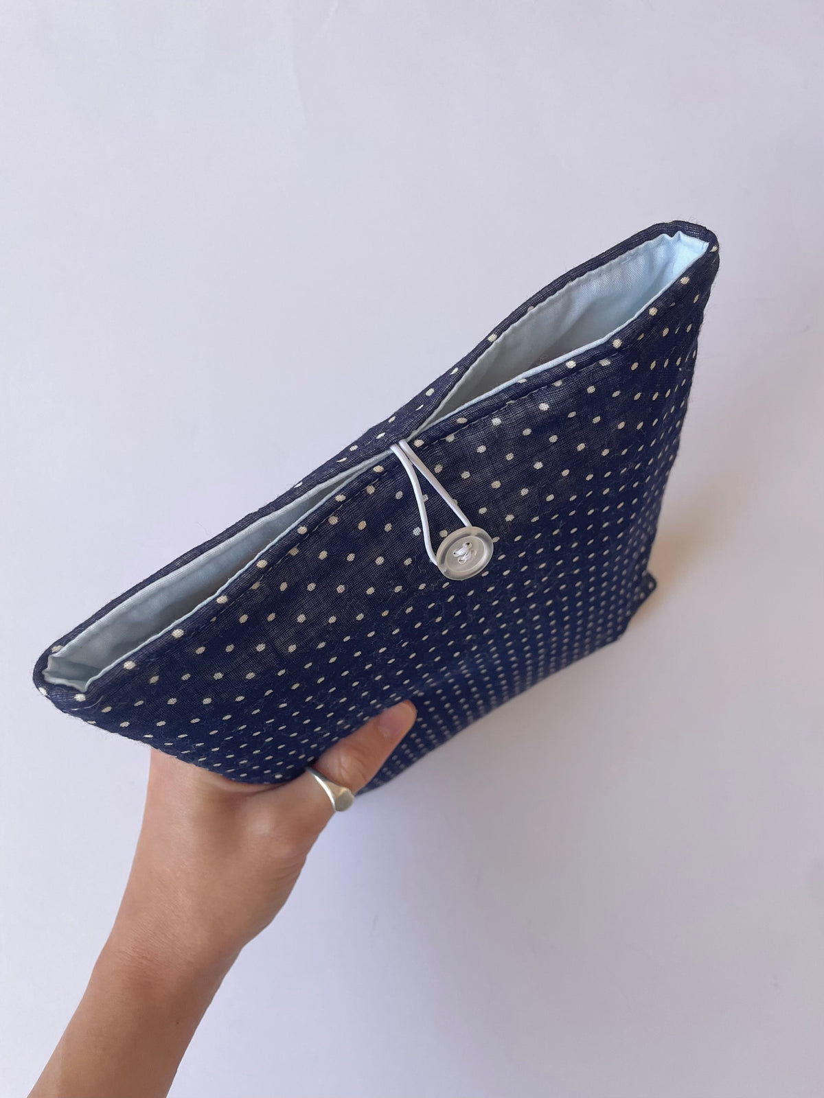 Navy Polka Dot Book Sleeve