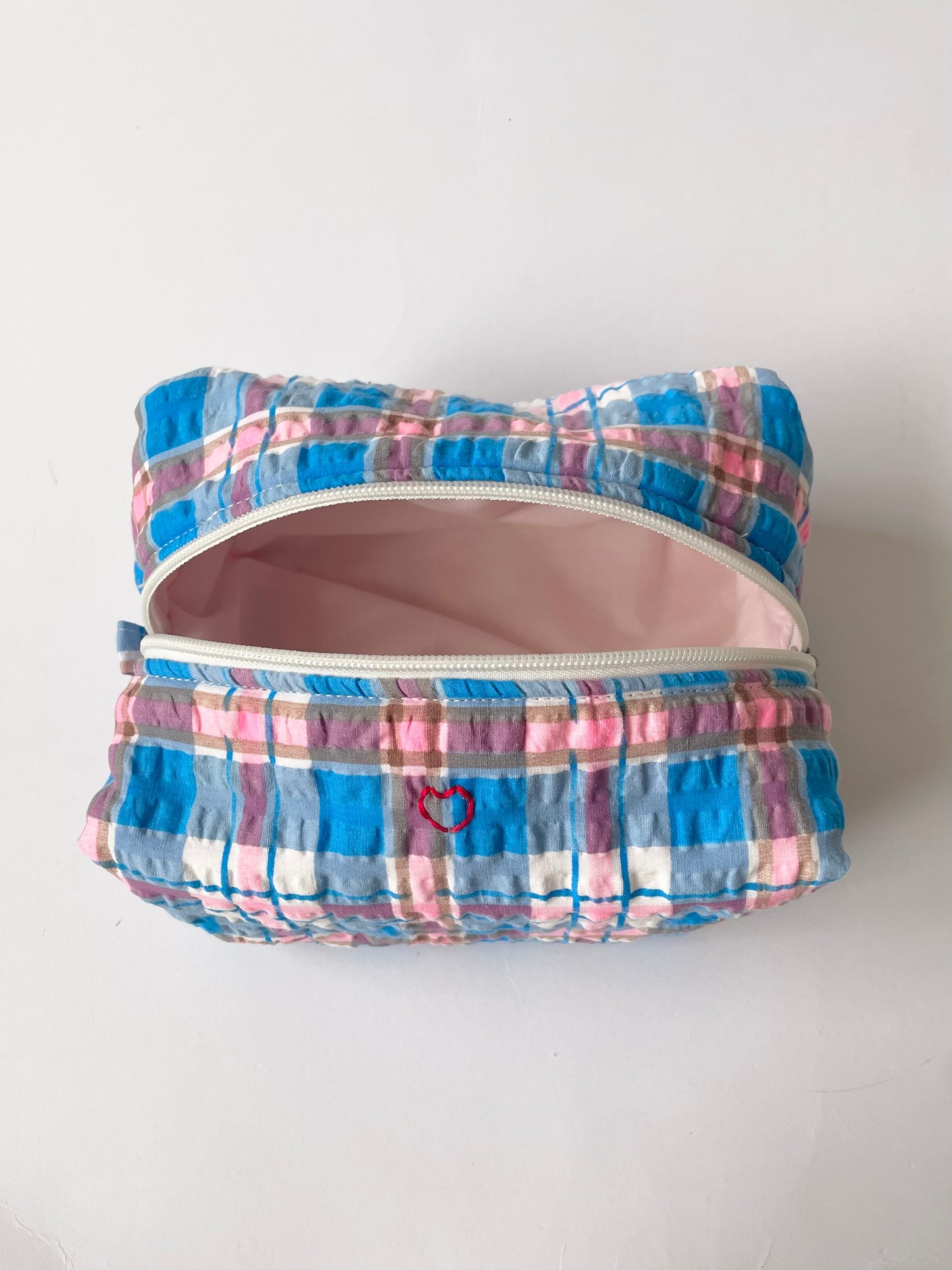 Berry Plaid Jumbo Makeup Bag