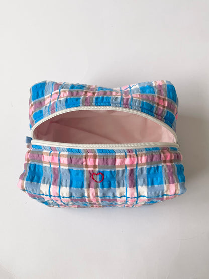 Berry Plaid Jumbo Makeup Bag
