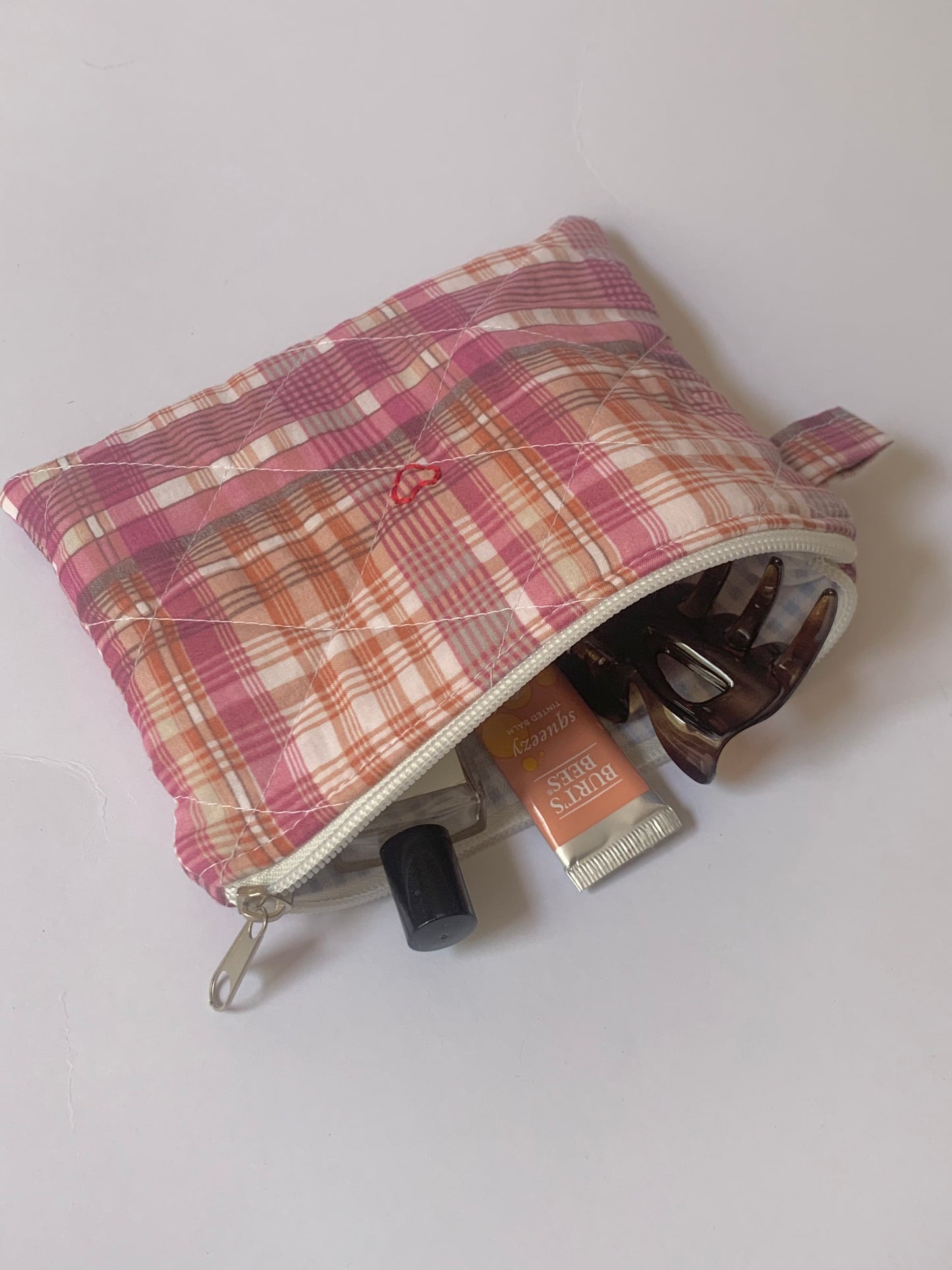 Pink Plaid Carry Pouch