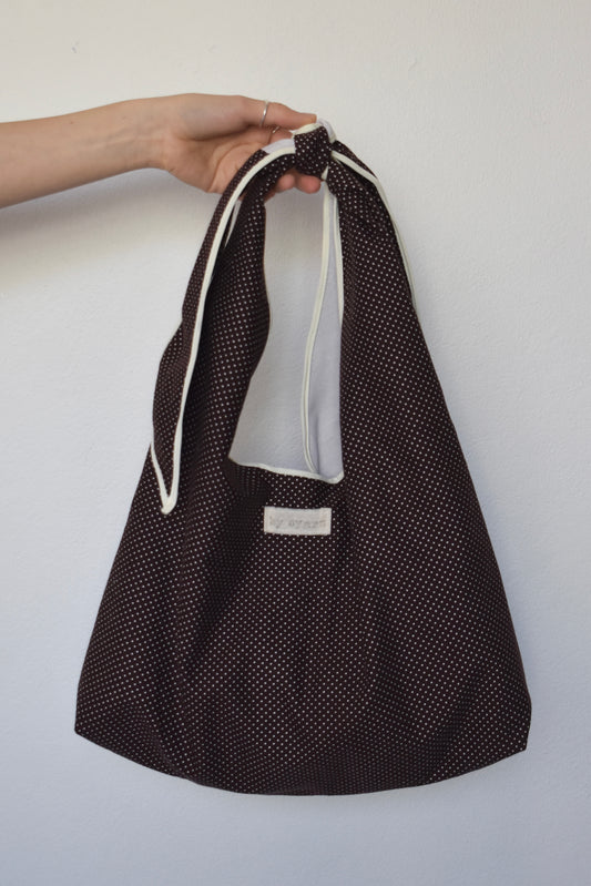 Brown Polka Dot Slouchy Bag