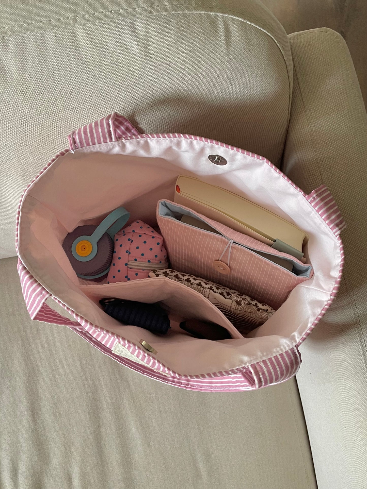 Pink Stripe Everyday Tote Bag