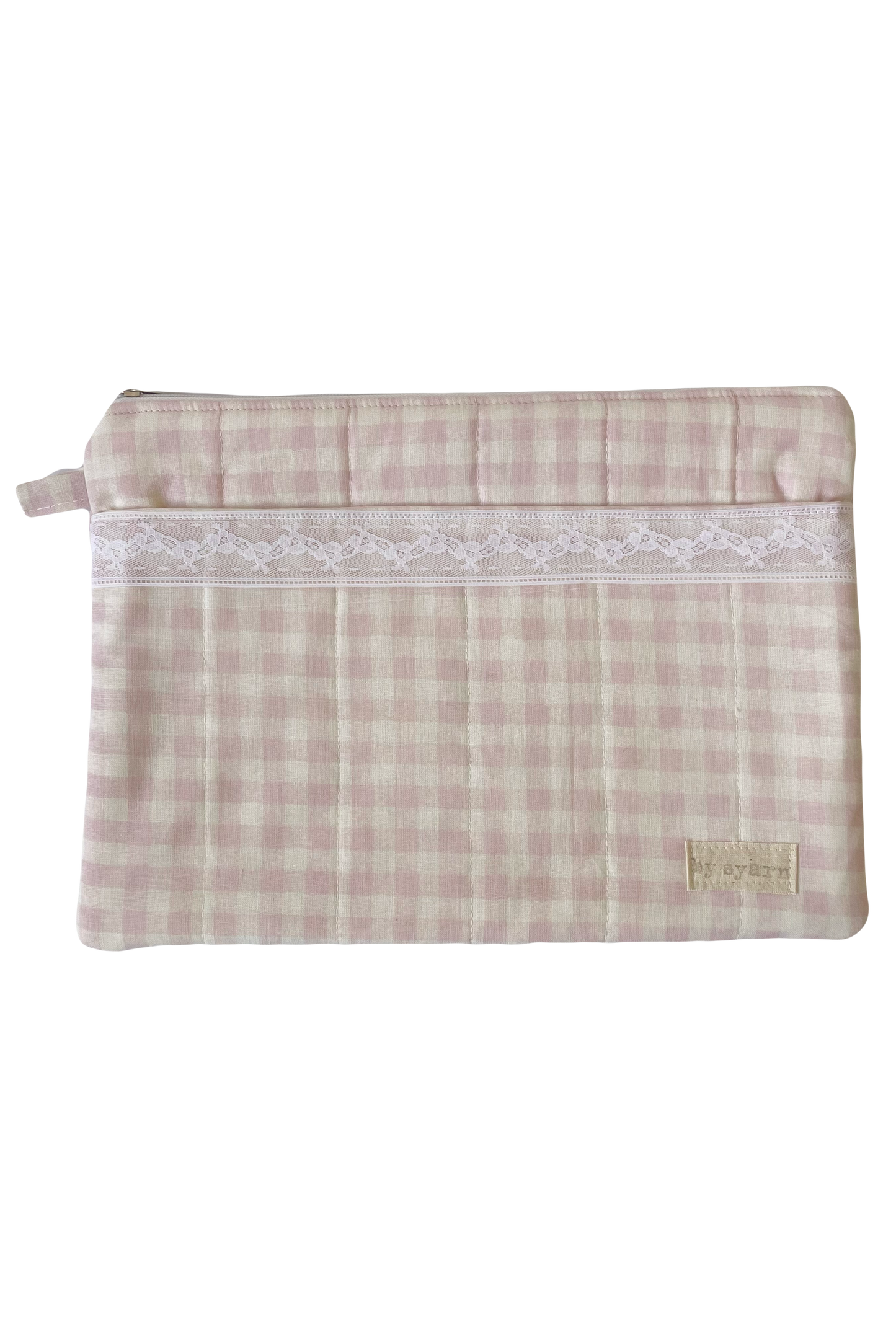 Pink Gingham Laptop Sleeve with Pocket