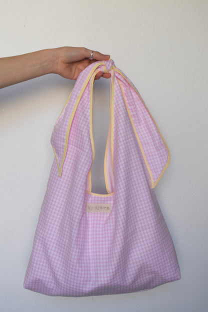 Pink Gingham Slouchy Bag