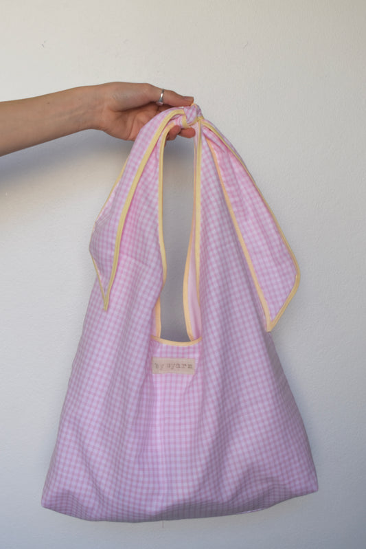 Pink Gingham Slouchy Bag