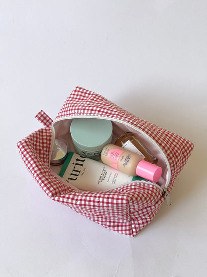 Red Gingham Jumbo Makeup Bag