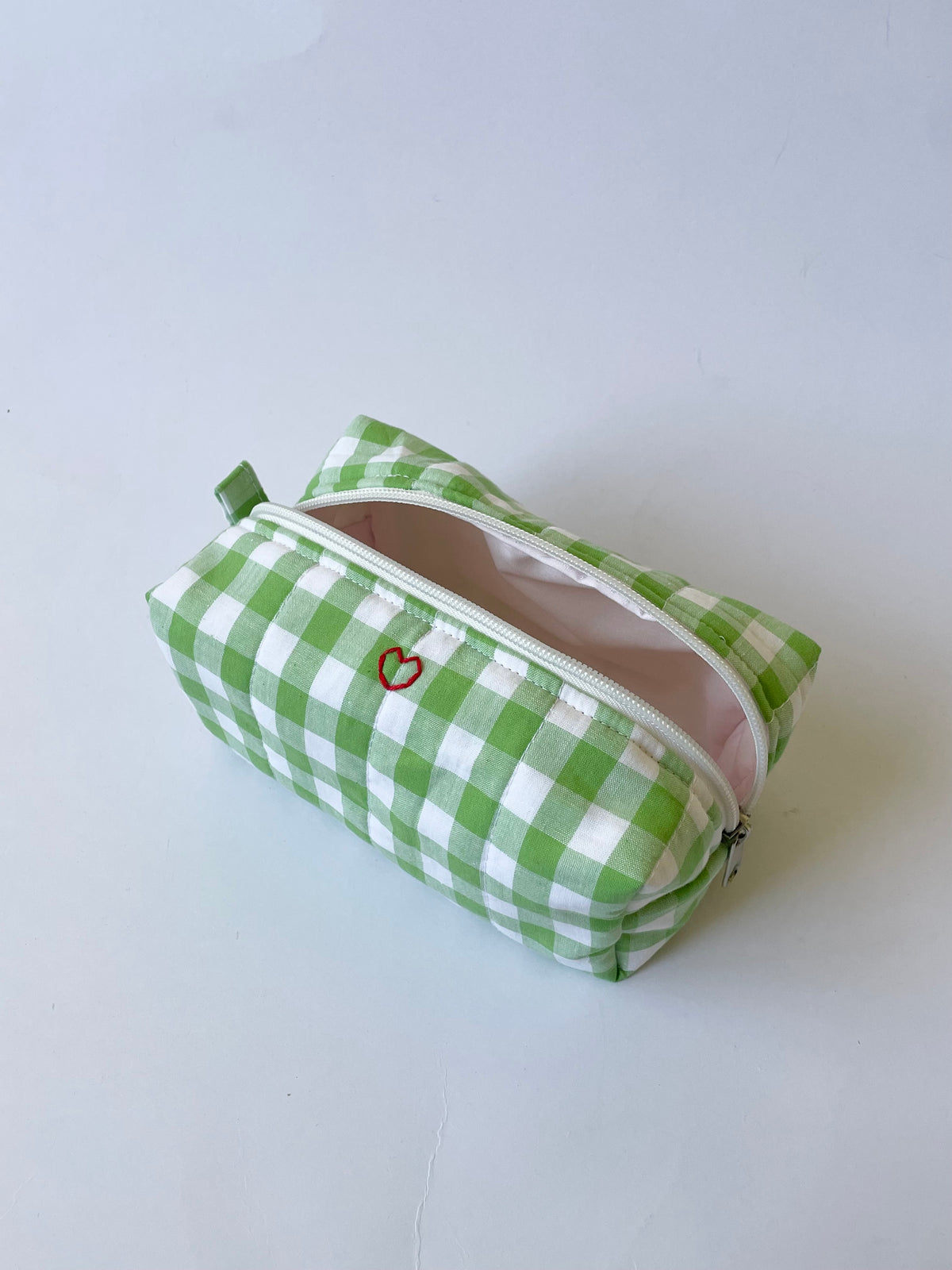 Green Gingham Makeup Bag