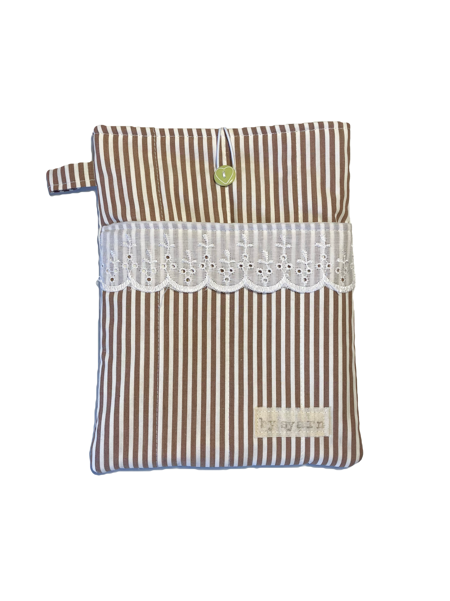 Brown Stripe Book Sleeve with Pocket