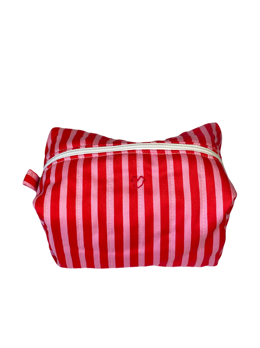 Pink + Red Stripe Jumbo Makeup Bag