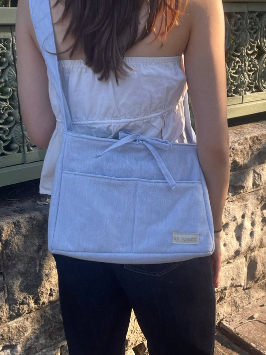 Blue Stripes Mini Bow Bag