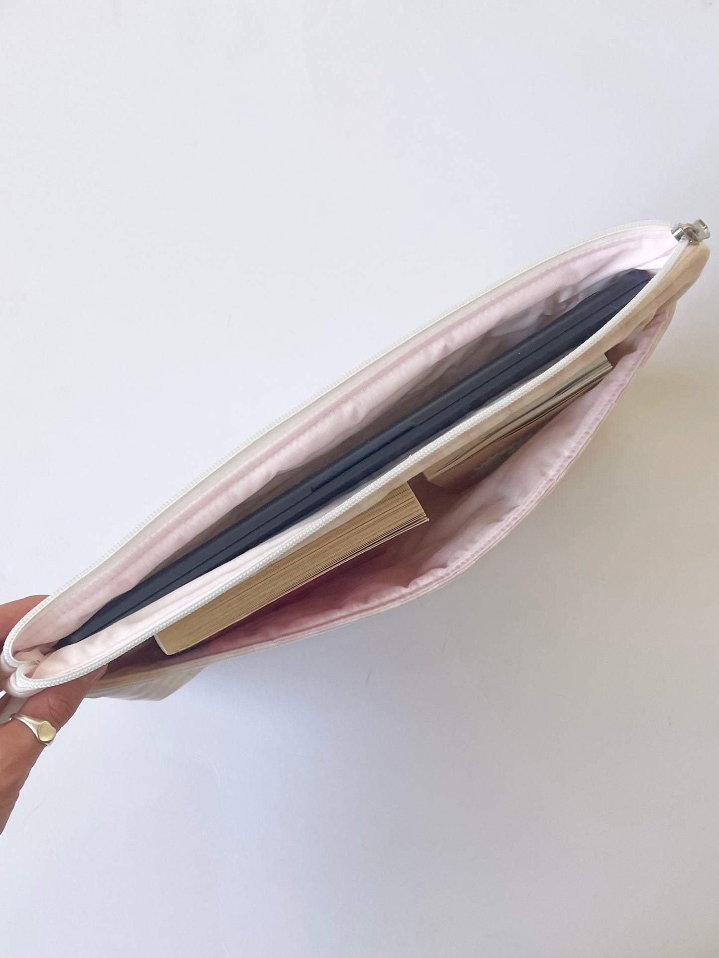 Pink Gingham Laptop Sleeve with Pocket