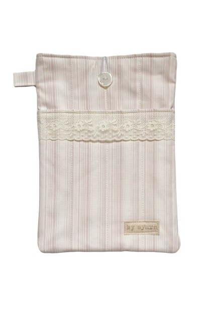Pink Stripe Large Book Sleeve with Pocket
