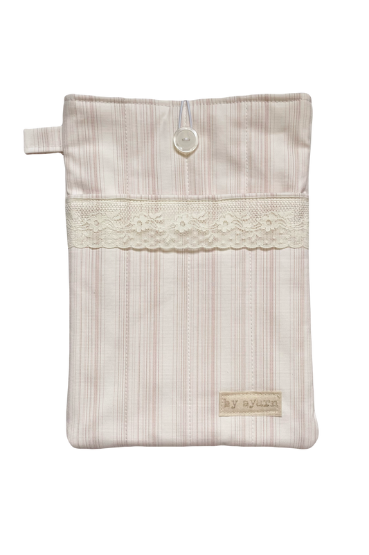 Pink Stripe Large Book Sleeve with Pocket