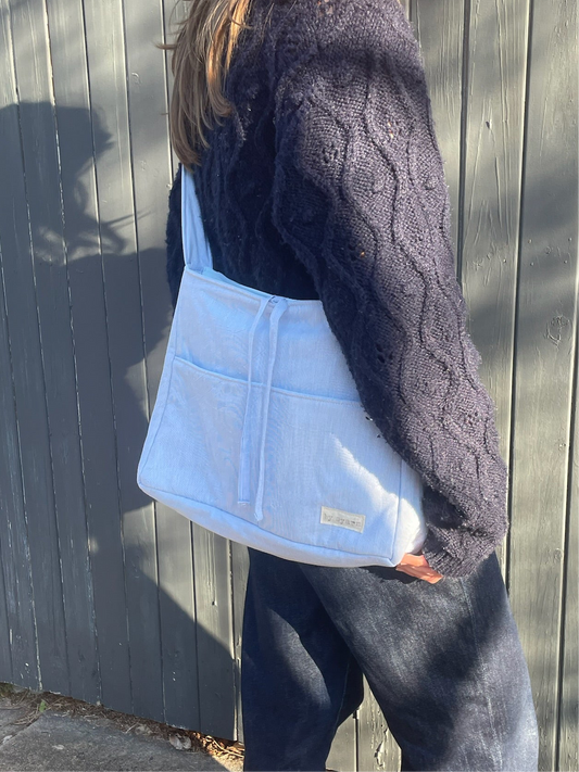 Blue Stripes Tote Bow Bag