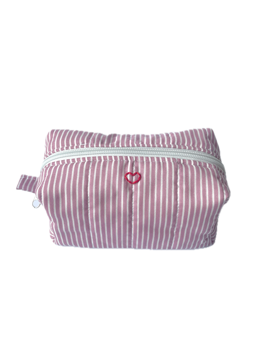 Pink Stripe Makeup Bag