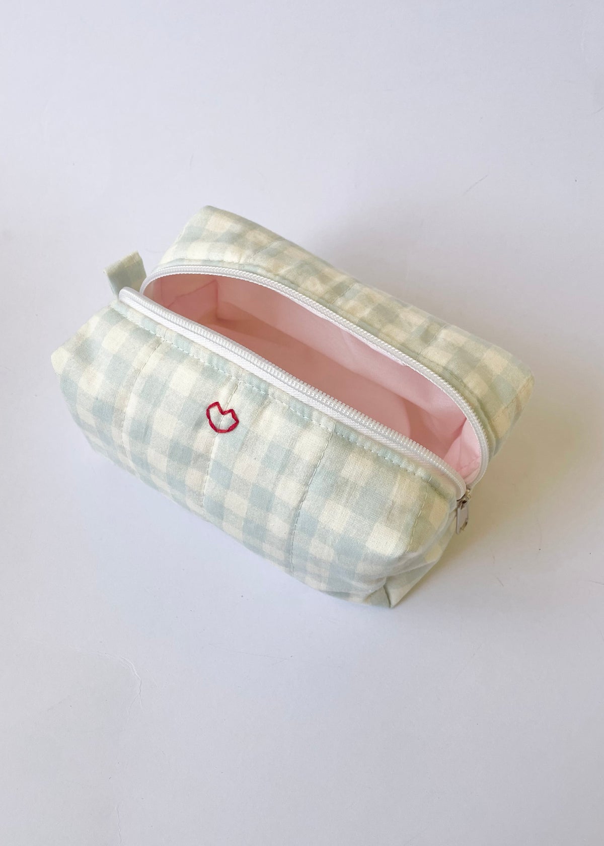 Blue Gingham Makeup Bag