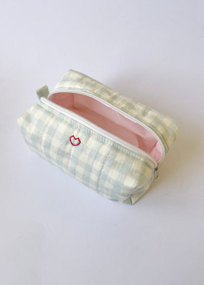 Blue Gingham Makeup Bag