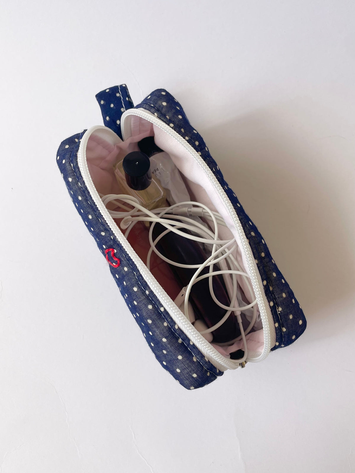 Navy Polka Purse Pouch