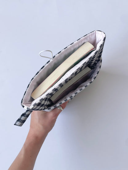 Gingham Book Sleeve with Pocket