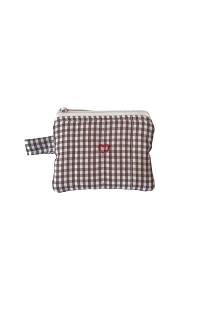 Brown Gingham Mini Pouch