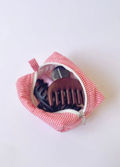 Red Gingham Mini Makeup Bag