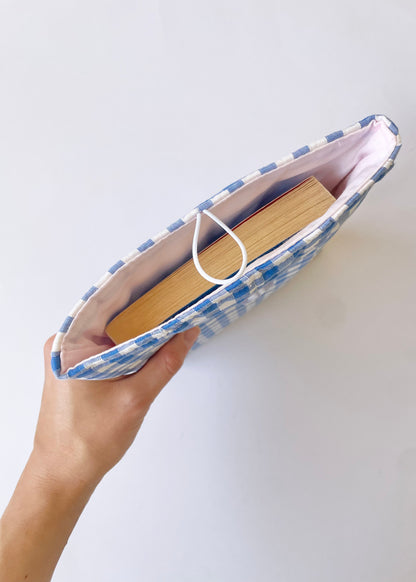 Blue Gingham Book Sleeve 2