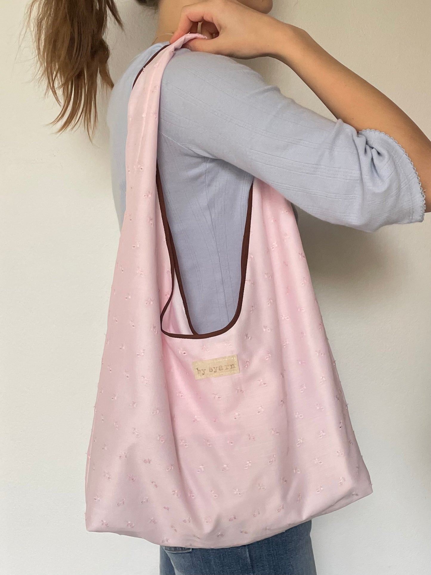 Pink Broderie Slouchy Bag