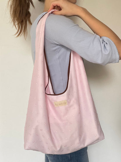Pink Broderie Slouchy Bag