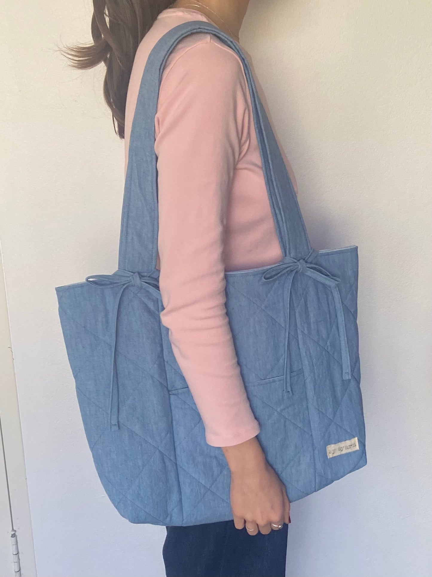 Denim Quilted Tote Bag