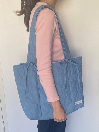 Denim Quilted Tote Bag