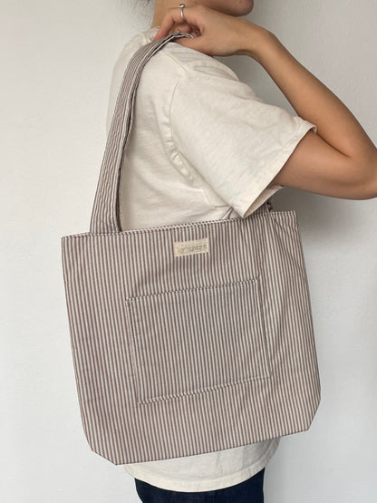 Brown Stripe Everyday Tote Bag