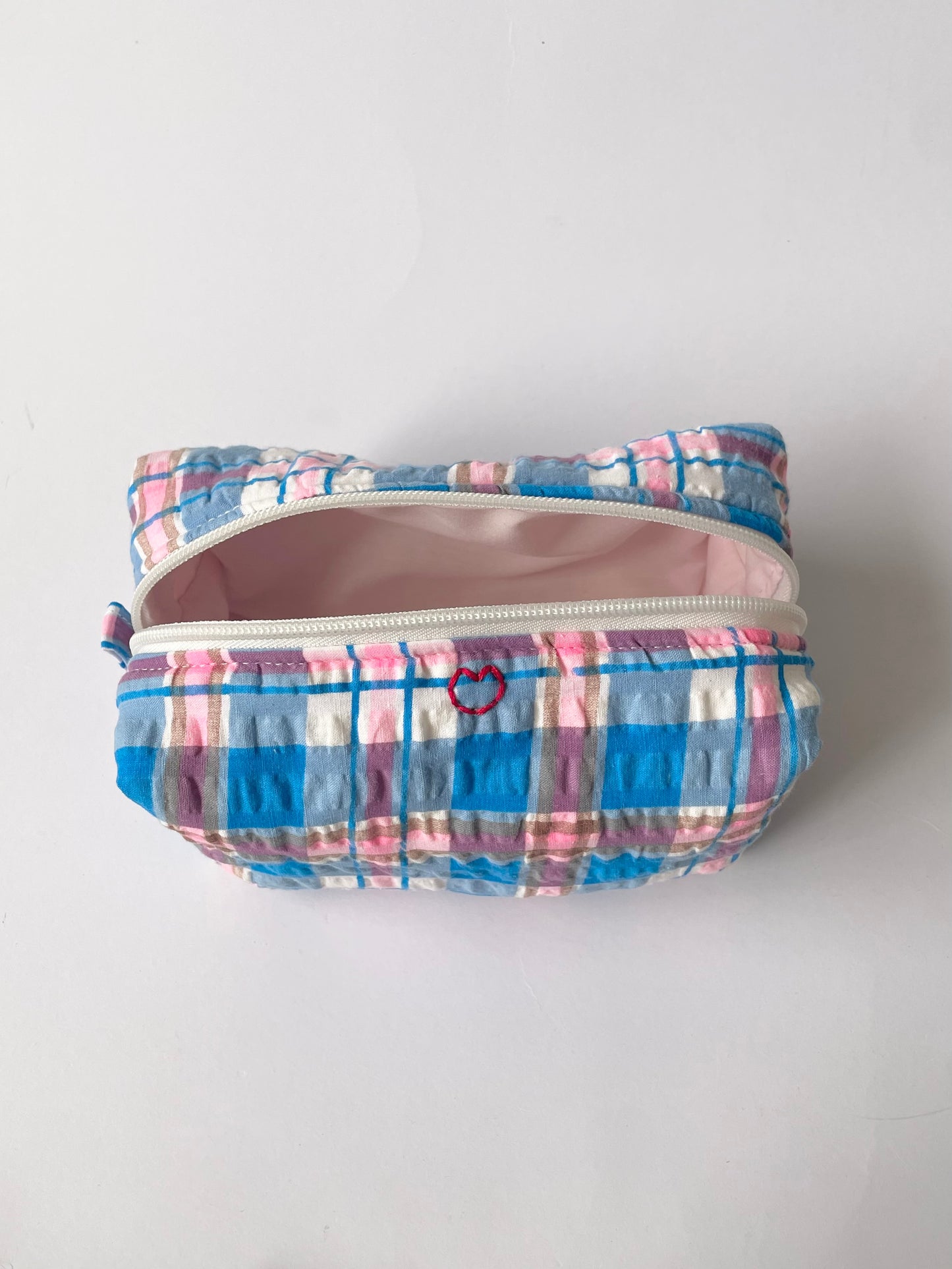 Berry Plaid Makeup Bag
