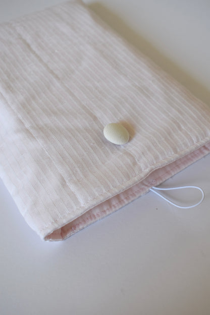 Pink Linen Stripe Book Sleeve