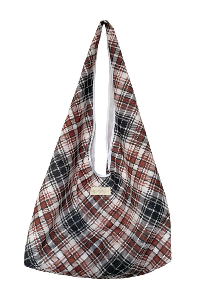 Brown Plaid Slouchy Bag