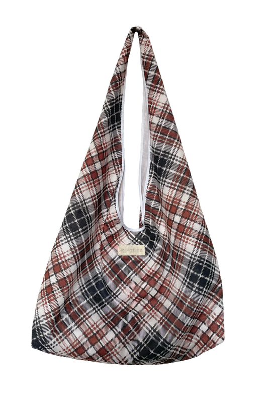 Brown Plaid Slouchy Bag